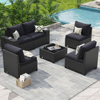 Aoxun Patio Furniture Set, Widen Armrests Wicker Outdoor Sectional by Aoxun