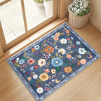 RELEANY Floral Washable 2x3 Area Rugs Doormat Blue/Grey | Flower Carpet Print - Image 9