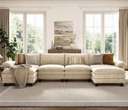 LINSY HOME 157" Modular U-Shaped Sectional Sofa, 4-Seat Corduroy Modern Cloud - Image 8