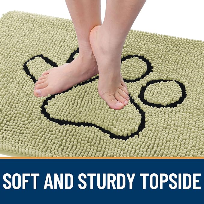 OLANLY Dog Door Mat for Muddy Paws 36x24, Paw Print Design Chenille Mud Mat | - Image 4
