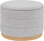 Round Storage Ottoman with Tray Lid, Folding Chenille Fabric Footrest with by ZOLANOful