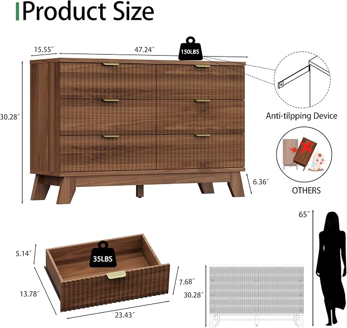 Xixini Fluted Dresser for Bedroom - Image 2