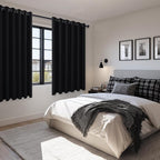 Grommet Blackout Curtains for Bedroom 70 x 63 Inches Black 2 Panels | Thermal - Image 6