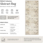 3x8 Washable Runner Rug：Modern Abstract Soft Carpet Beige Brown | - Image 2