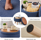 Wimarsbon Storage Ottoman, Modern Round Footrest - Image 4