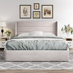 Allewie Queen Size Lift Up Storage Bed, Modern Wingback Headboard, Hydraulic - Image 7
