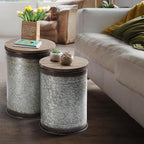 Rustic Storage Ottoman Seat Stool, Farmhouse Accent Side Table, Antique - Image 2