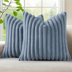 decorUhome Fall Faux Fur Throw Pillow Covers 20x20 Set of 2 Grey Blue | by decorUhome