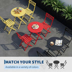 GarveeTech 3-Piece Folding Bistro Set, Heavy Duty Outdoor Patio Furniture - Image 9