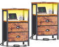Furologee Nightstands Set of 2 Charging Station, End Tables by Furologee