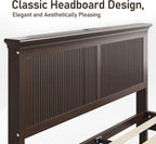Lifezone King Bed Frame with Headboard, Solid Wood Bed Frame King Size with - Image 11