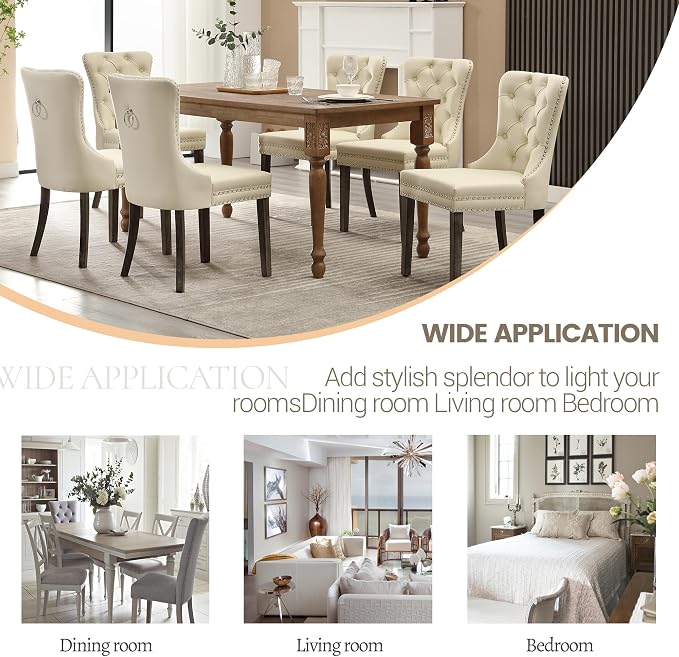 KCC Faux Leather Dining Chairs Set of 2, Upholstered High-end Tufted Dining - Image 8