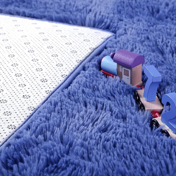 Noahas 5x7 Royal Blue Fluffy Soft Area Rug Non-Slip - Image 4