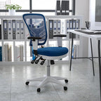 Flash Furniture Nicholas Mid-Back Blue Mesh Multifunction Executive Swivel - Image 2