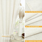 Light Filtering Cream Linen Blended Curtains 63 Inch - Image 7