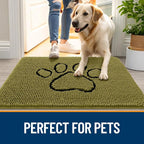 OLANLY Dog Door Mat for Muddy Paws 48x30, Paw Print Design Chenille Mud Mat | - Image 6