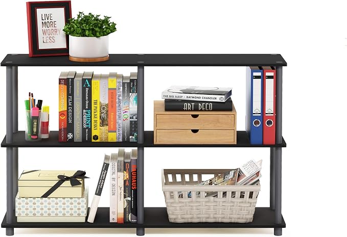 Furinno TURN-N-TUBE Storage Shelves, 3-Tier 47.4 Wide Book Shelf, Corner Shelf - Image 4