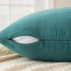 MIULEE Teal Chenille Couch Euro Throw Pillow Covers, 22x22 | Set of 2, Soft - Image 4