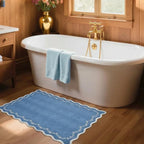 GarveeHome Scalloped Entryway Rug 2x3 Blue Washable Front Door Entry Rug | - Image 3