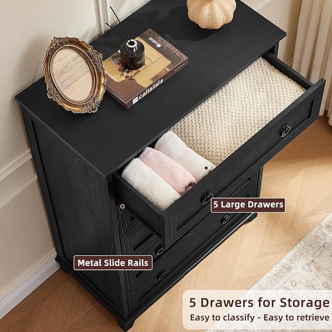 Joaxswe Farmhouse 5 Drawer Dresser - Image 5