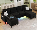 Sectional Couches for Living Room, 6-Seats Soft Linen Fabric Sectional Sofa by BULAIMEIKEEY
