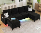 Sectional Couches for Living Room, 6-Seats Soft Linen Fabric Sectional Sofa by BULAIMEIKEEY