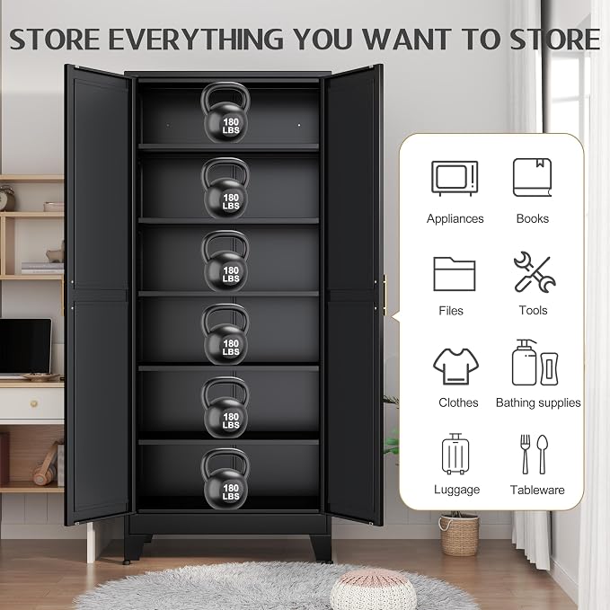 GAIOUS 75.2" Tall Storage Cabinet, Pantry Storage Cabinets - Image 3