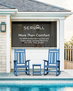 SERWALL Blue Outdoor Rocking Chair Set of 2, All Weather Patio Rocking Chair - Image 7