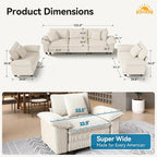 SUNSHINE VALLEY 3 Piece Living Room Sofa Furniture Set, Oversized Corduroy 2 - Image 2