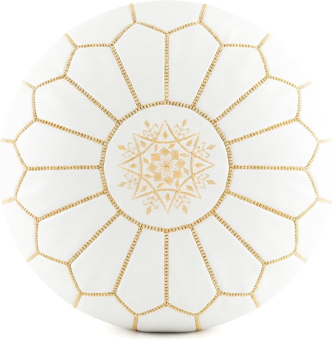 Marrakesh Gallery Genuine Leather Round Pouf Unstuffed - Image 2