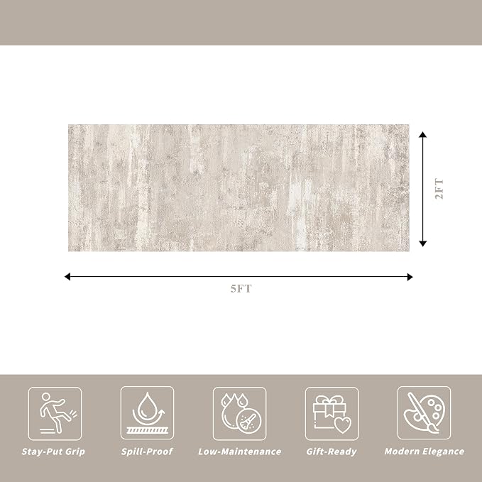 Washable Entryway 2x5 Runner Rug: Easy-Clean Kitchen Bedroom Carpets Non Slip - Image 2