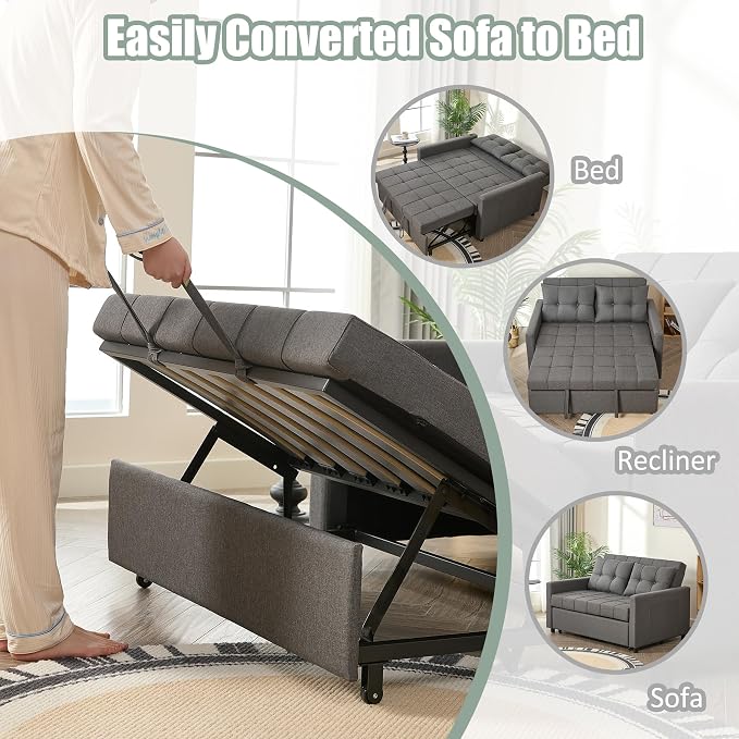 GOSUHI 52" Sleeper Sofa with Pull-Out Bed, 3-in-1 Convertible Sofa Bed - Image 4