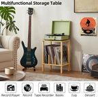 LELELINKY 2-Tier Bamboo Record Player Stand Set of 2 - Image 6
