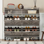 BORNOON Shoe Cabinet with 4 Flip Drawers Narrow Shoe Storage Cabinet Organizer - Image 7