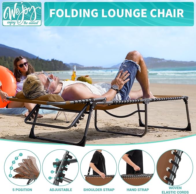 #WEJOY Folding Lounge Chair Outdoor, 5-Position Adjustable Sunbathing Tanning - Image 6