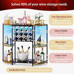 JKsmart Wine Bar Cabinet with LED Lights, Mini Wine Bar Cart with Storage and - Image 3
