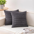 Pack of 2 Corduroy Decorative Throw Pillow Covers 16x16 Inch, Dark Grey | Fall by Unknown