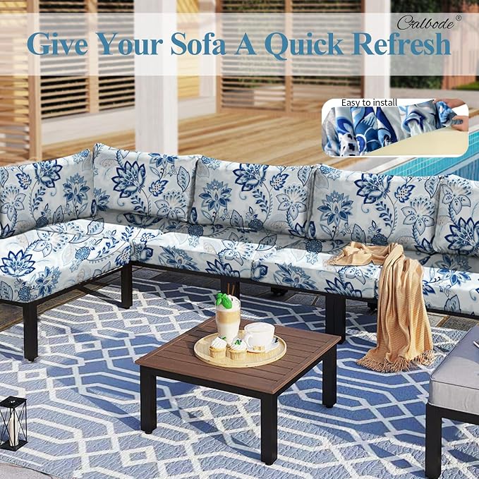 CALBODE 8pcs Floral Printed Stretchy Sofa Cushion Covers - Image 7