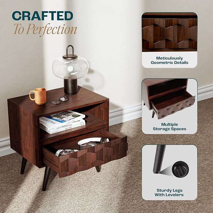 Bme Georgina Solid Wood Nightstand - Image 3