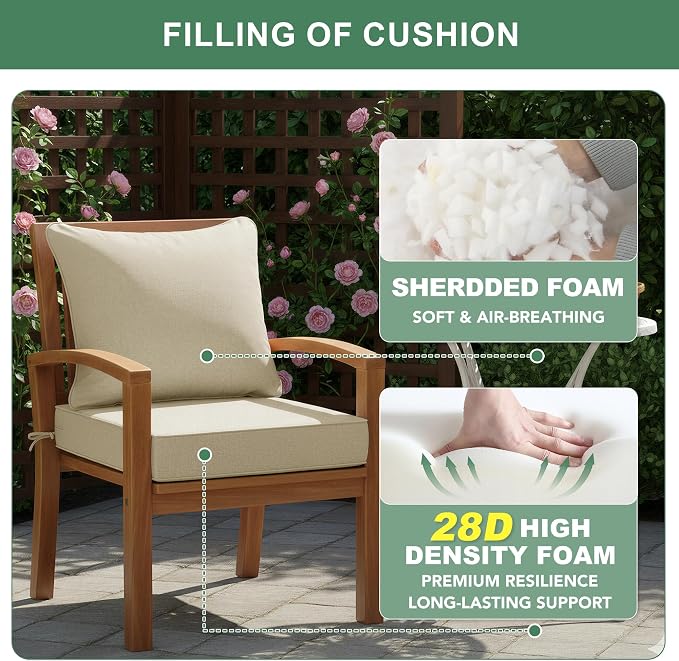 Summsun Patio Chair Cushions 19 x 19 Inch, Faux Linen Outdoor Furniture Cushions - Image 6