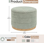 Round Storage Ottoman with Tray Lid, Folding Chenille Fabric Footrest with - Image 3