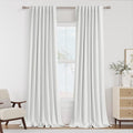 White 100% Blackout Linen Curtains 92 Inch Length 2 Panels Set by Guken