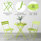 GarveeLife 3 Piece Patio Bistro Set, Folding Patio Bistro Table and Chairs Set - Image 6
