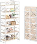 4NM 6 Tiers No Assembly Book Shelves, 61.8" H Folding Bookshelf Bookcase Open by 4NM