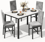 Recaceik Dining Table Set for 4, Modern 5 Piece Dining Table Set Faux Marble by Recaceik
