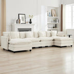 147'' Sectional Cloud Deep Seat Couch, Oversized Chenille U Shaped Sectional by WUTUTUEE