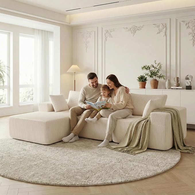 DUMOS 108" Boneless Couch, Cloud Sectional Couch - Image 2