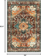 Yamaziot Area Rug 5x7, Non-Slip Washable Boho Vintage Living Room Rug | Stain - Image 2