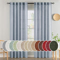MIULEE Chambray Blue Linen Curtains 52x90 Inch Long by MIULEE