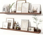Fun Memories Picture Ledge Shelves Set of 2, 36 Inch Rustic Wall Mounted by FunMemories